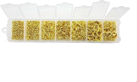 yueton Pack of 1500 Gold Plated Open Jump Ring Connectors Jewelry Finding 3mm 4mm 5mm 6mm 7mm 8mm 10mm Box Set