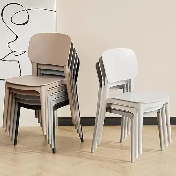Plastic Stacking Chairs -Injection Molded Dining Chair: 200kg Weight Capacity - Ergonomic Portable Stackable Stool(1 piece)(Orange)