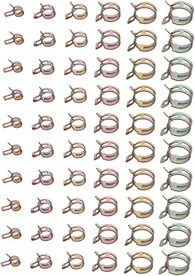 Eowpower 60 Pieces Spring Band Type Clips Hose Line Water Pipe Air Tube Clamps Fasteners Assortment Kit 7 10 11 14 16 17mm