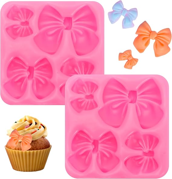 2 Pcs Bow Silicone Molds for Chocolate, Fondant & Candy Making