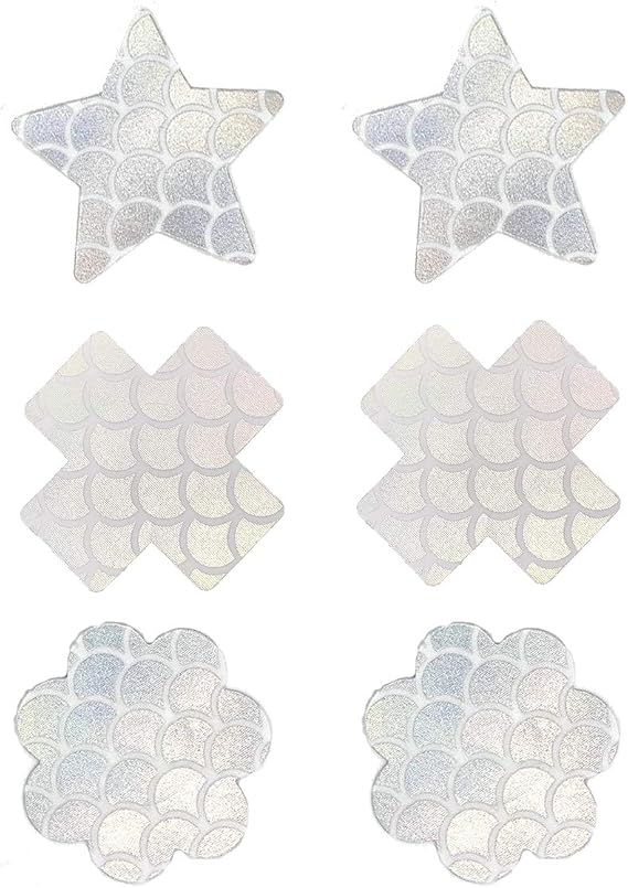 Ypser 6 Pairs Nipple Covers Disposable Pasty Self Adhesive Satin Bra Pad Pasties for Women