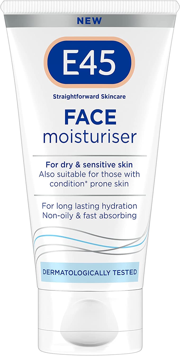 Face Cream for Long-Lasting Moisturisation – E45 Cream for Dry and Sensitive Skin – Dermatitis and Eczema Cream – Fast-Absorbing and Non-Greasy Formula - Dermatologically Tested
