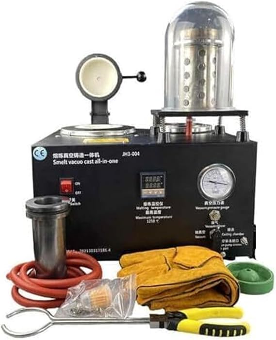 Vacuum Casting Machine for Lost Wax Metal Melting - 2KG Kit with Pump & Crucible for Gold Silver Jewelry Making, Precision Investment Casting