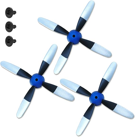 3 Sets Spare RC Plane Propellers Compatible with P51 Mustang RC Plane - 4 Channel RC Airplane Propellers Kit with Savers Adapters