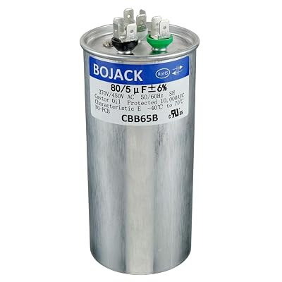 BOJACK 805 uF 805 MFD 6% 370450 V AC CBB65 Dual Run Circular Start Capacitor for AC Motor Run or Fan Start or Condenser Straight Cool or Heat Pump Air Conditioner