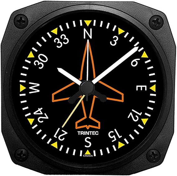 Trintec Directional Gyro Alarm Clock 3.5" Square Aviation Instrument Dial DM62