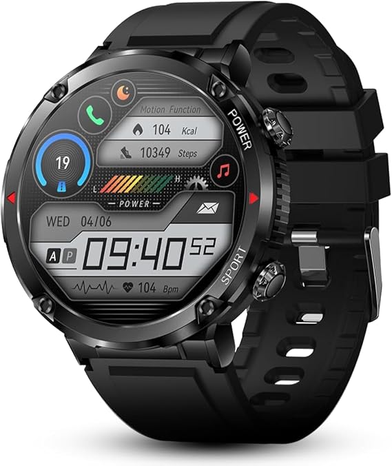 AlphaGear Bravo XL Smartwatch for Men, Big Face Tactical Smart Watch, Large Display, 600mAh 18-Day Battery, Bluetooth Calling, Water Resistant, for Android iPhone