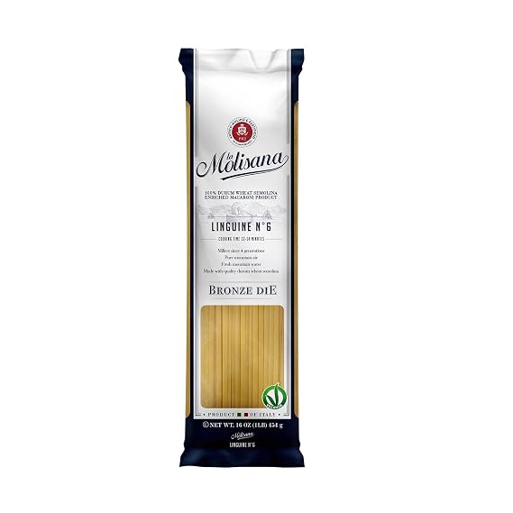 La Molisana Linguine Pasta, 16 oz, Premium Italian Durum Wheat Semolina, High Protein 14%, Bronze Die Cut Flat Long Pasta for Superior Sauce Grip, Firm Al Dente Texture, Ideal for Seafood & Pesto Recipes, Made in Italy