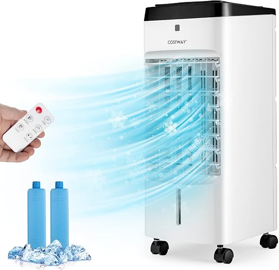 COSTWAY Evaporative Air Cooler, 3-in-1 Portable Quiet Swamp Cooler