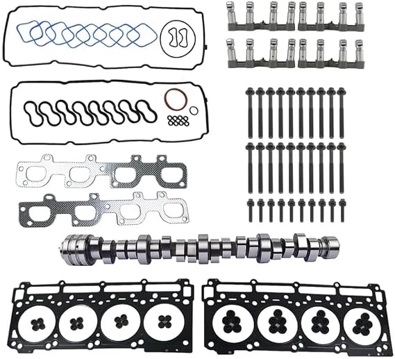 6.4 Hemi MDS Rollers Lifters Camshaft Cam Kit Head Gaskets for Dodge Challenger Charger for Chrysler 300 for Jeep Grand Cherokee 6.4L V8 2011-2015 HS26568PT 5038419AB