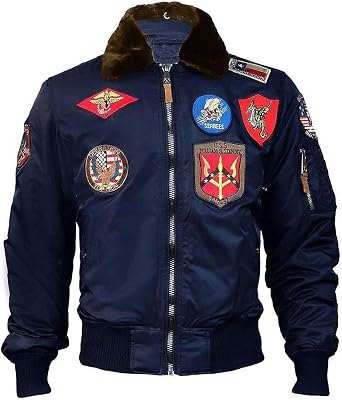 Mens G1 Maverick USAAF Lightweight Bomber Jacket - Signature B15 Series Aviator Jacket with Embroidery Patches