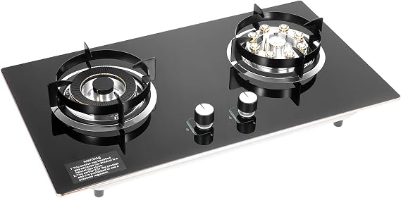 29 Inch Gas Cooktop 2 Burners Gas Stoves 4.2KW (L) + 5.2KW (R) Tempered Glass Built-in Gas Stove Kitchen High Efficiency Powerful Cooking Burners for Home Apartment Black, Easy to Clean
