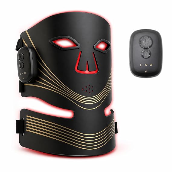 Red Light Therapy Face and Neck Mask - FDA 510 (k) Cleared (K253054) LED Facial Mask for Beauty and Skin Glow | 3 Light Modes, Soft Silicone Rechargeable