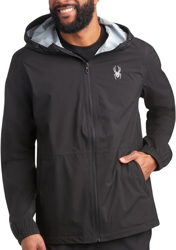 Spyder Mens Rain Jacket - Waterproof Lightweight Hooded Windbreaker