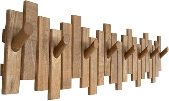 Ahşap Duvar Kapı Askısı Elbise Askılık Piyano Model 8 Askılı Yuvarlak
