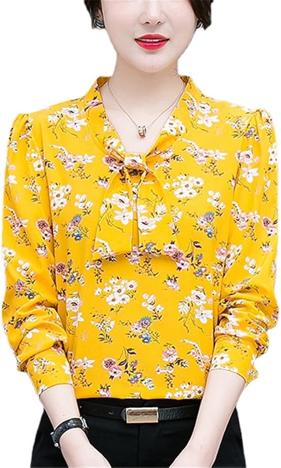 Women Short and Long Sleeve Blouses Shirts Elegant Casual Flower Tops