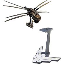 Display Stand Compatible with LEGO Icons Dune Atreides Royal Ornithopter 10327, 5 Angled Black Showcase Base with Space for All Minifigures, Hawk-Inspired Movie Base Design