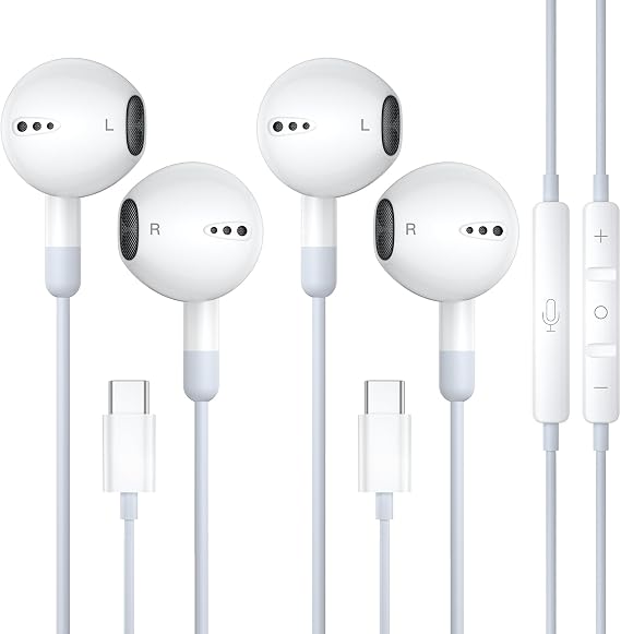 iPhone 17 Earphones Wired,[Apple MFi Certified] USB C Headphones with Mic Volume Control Wired Earbuds USB Type C Head Phones for iPhone Air/17/16/15 Pro Max/iPad Pro