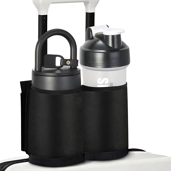 Luggage Travel Cup Holder for Suitcases Free Hands, Travel Accessories, Carry on Beverage Cup Holder Attachment, Luggage Cup Caddy Gifts for Flight Attendants, Business, Travelers, Black