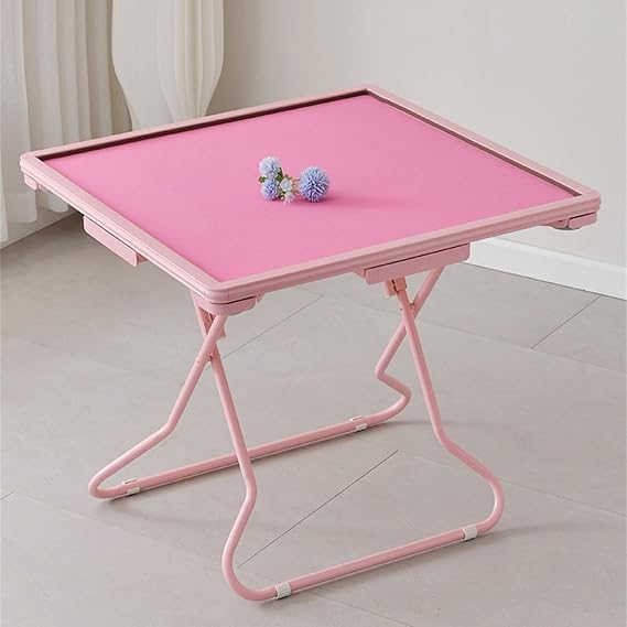 Mahjong Mat,Portable Folding Table,Mahjong Set,Multiple Colour Domino Table,Folding Square Card Table,with 4 Cup Holders & Chip Trays,for 4 People Table Games,A