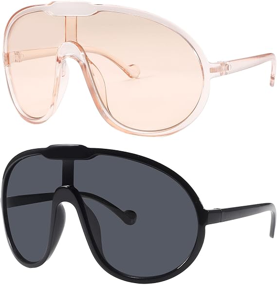Dollger Oversized Sunglasses for Women One Piece Big Large Frame | Retro Aviator UV400 Trendy Fashion Shades for Driving Travel Outdoor