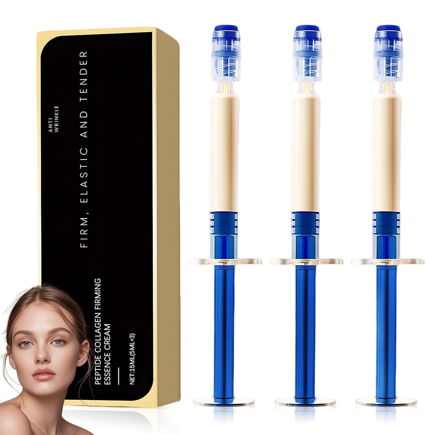 Micro-Molecular Collagen Anti-Wrinkle Lotion Anti-Wrinkle Cream Instant Effect Polypeptide Collagen Elastic Essence Cream Anti-Ageing Cream Women Firms and Lifts Saggy Skin 3 x 5 ml