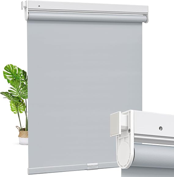 Cordless Roller Blinds No Drill No Tools Roller Blinds Blackout Shades with Heat Insulation Easy to Install Waterproof Window Shades for Home Ofiice