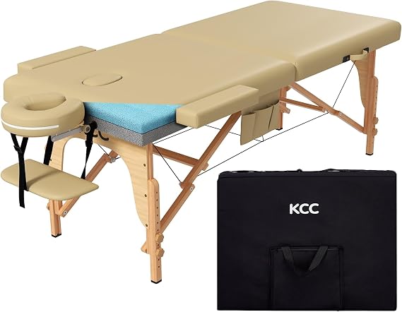 KCC Memory Foam Massage Table Premium Portable Foldable Massage Bed,Beige