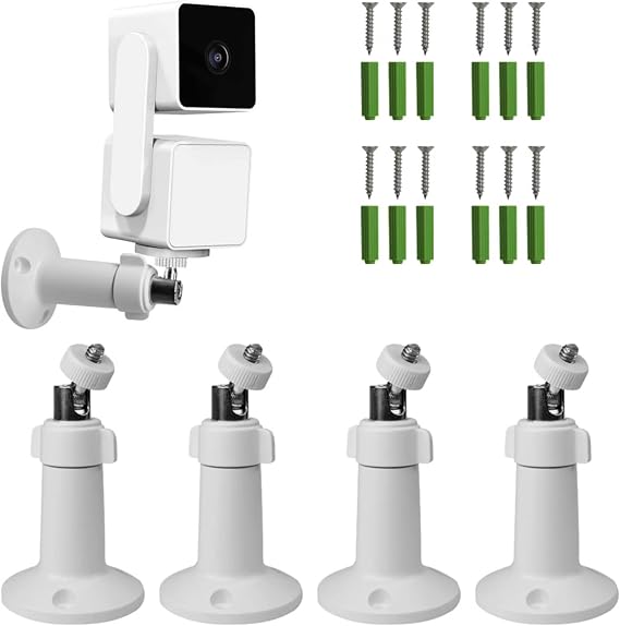 4 Pack Wall Mount for Wyze Cam Pan V3 & Wyze Cam V3 & Wyze Cam Outdoor, 360 Degree Swivel Adjustable Wall Mount Bracket for Wyze Outdoor Indoor Camera System (Camera is NOT Included) (4PCS)