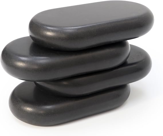Master Massage 4 Pieces XXL Oversized Super Extra Large Oval Shape Basalt Massage Hot Stone Warm Stone Set Spa-Beauty-Salon 6 x 3.4x 1.1