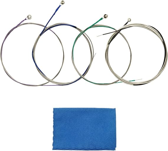 Cello Strings 1 Full Set A-D-G-C Steel Core Aluminum Magnesium Wound for Size 1/4 1/2 3/4 4/4 with 1 Piece Cleaning Cloth for Musical Instrument