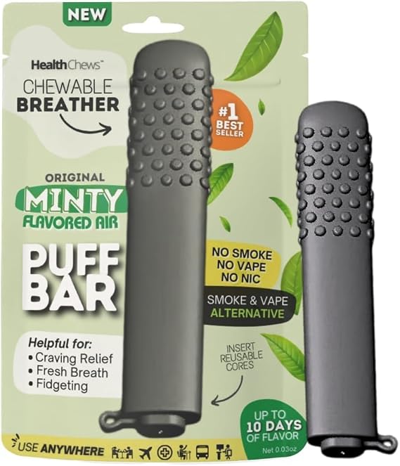 Chews Chewable Breather Quit Smoking Inhaler Stick Fresh Mint Smokeless & Quit Tool Essential Oil Stop Smoking Aid for Craving Relief, Oral Fixation, and Breathing Support