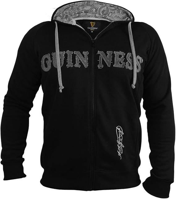 Guinness Zip Hoodie - Hooded Drawstring Sweater