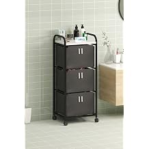 Üç Sepetli Frenli Tekerlekli Elbise Çamaşır Sepeti Banyo Dolabı Kirli Sepetli Banyo Düzenleyici Dolap Beyaz