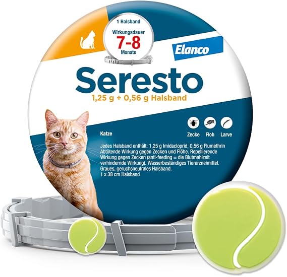 Seresto Tick Collar for Cats 7-8 Months Tick Protection with Pendant Promo set for reliable protection against parasites. Odourless with safety lock. Kills fleas & ticks quickly.