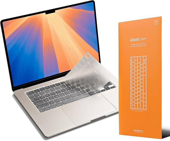 GhostCover FlexType Premium Keyboard Protector for High-Performance Typing, Compatible with 2021-2026 MacBook Pro 14/16 MacBook Air 13/15 M5-M1 Pro/Max MacBook Neo Touch ID, US Keyboard Layout, Clear