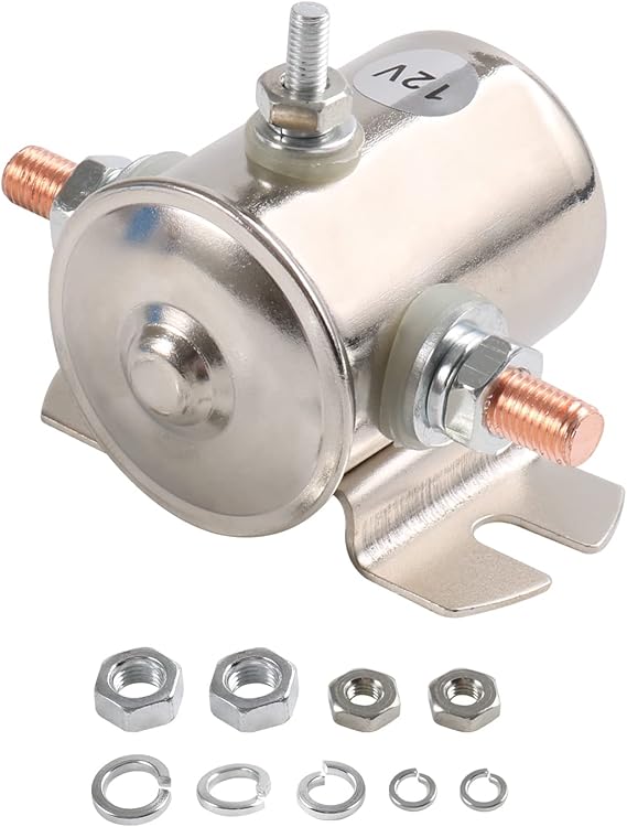 Max 200A 12 Volt 3 Terminal Continuous Duty Solenoid Relay for Golf Carts Heavy Duty Winch Marine in Rush 24106 SPST 12VDC 12V Solenoid Relay Zinc Plating