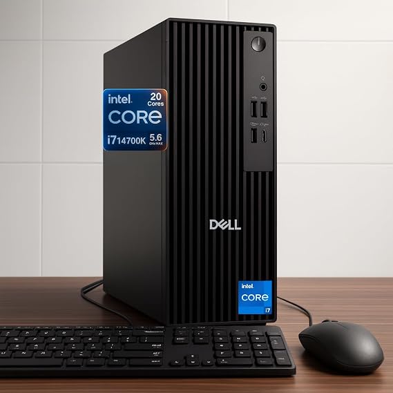 Dell Pro Slim QCS1250 SFF Desktop (New OptiPlex Version), 14th Gen i7-14700K (20 Cores, Up to 5.6GHz), 32GB DDR5 RAM, 1TB PCIe SSD, HDMI+DP Dual Monitor Support, USB-C, Wi-Fi 6E, BT, Windows 11 Pro