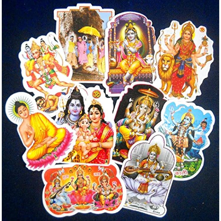 Wholesale lot of 10 Small Hindu Gods Stickers Size - 3 inches Aprox