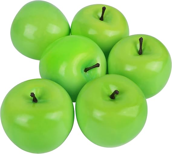 Cllayees Fake Fruit Artificial Apples, Set of 6 Decorative Fruit Lifelike Faux Apples Realistic Fruits Apple Decorations for Kitchen, Realistic Fake Fruits Party Props Home Decor