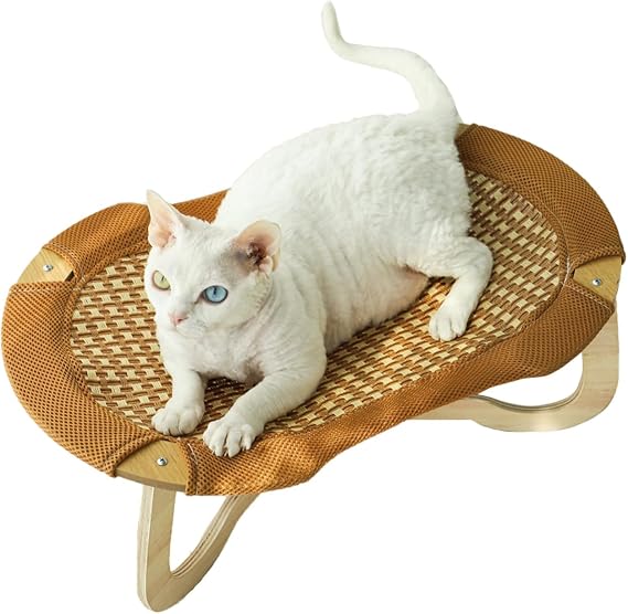 Rattan Cooling Bed for Cats Hot Weather Breathable Scratch-Resistant Woven