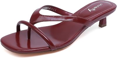 vivianly Womens Flip Flops Kitten Heel Sandals Backless Slippers Stiletto Heel Pinch toe Sandals Slip on Slides Mules