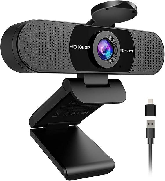 EMEET C960 1080P Webcam with Microphone, 2 Mics, 90 FOV, Computer Camera