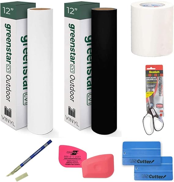 USCutter Vinyl Application Starter Kit - Greenstar Vinyl Squeegees Transfer Tapes Weeding Tools