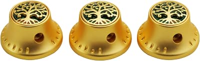 Guyker Top Hat Potentiometer Control Knobs Dia. 6.3mm Shaft Pots, 3PCS Zinc alloy Bell Speed Tone Volume Switch Knob with Tree Of Life Surface Replacement for Electric Guitar Bass, CKB033 Gold