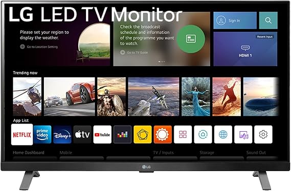 LG Electronics TV Monitor 27TQ625S, 27 Inch, Full HD 1080p IPS Panel, Wifi & Bluetooth Connectivity, Virtually Borderless, webOS Smart TV Apps with Remote Control, Black