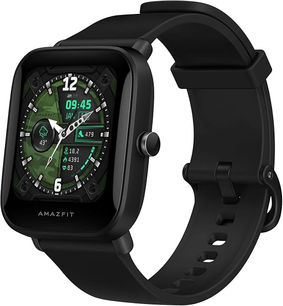 Amazfit Bip U Pro Smart Watch with Alexa Built-in for Men Women, GPS Fitness Tracker with 60+ Sport Modes, Blood Oxygen Heart Rate Sleep Monitor, 5 ATM Waterproof, for iPhone Android Phone (Black)