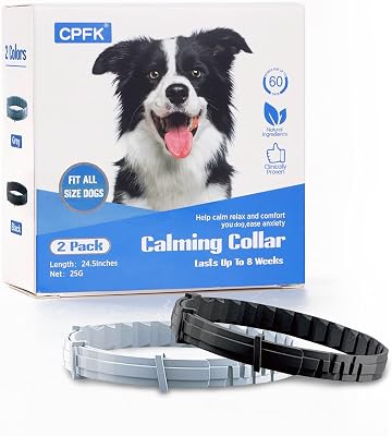 Dogs Calming Pheromone Collar 2 Pack Calm Anxiety Relief 60 Days Collar for Dog and Puppy Stress Reliever Relaxing Comfortable Collar Breakaway Design Gray Adjustable Size Up to 24.5 Inches