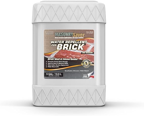 MasonrySaver Water Repellent Brick Sealer - Waterproof Protection for Masonry - 5 Gallon