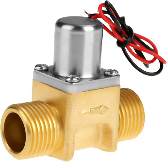 Brass Solenoid Valve, DC 4.5V 1/2 Electric Solenoid Valve Water Flow Pulse Electromagnetic Electric Valve Solenoid Valve for Water Air Gas Oil